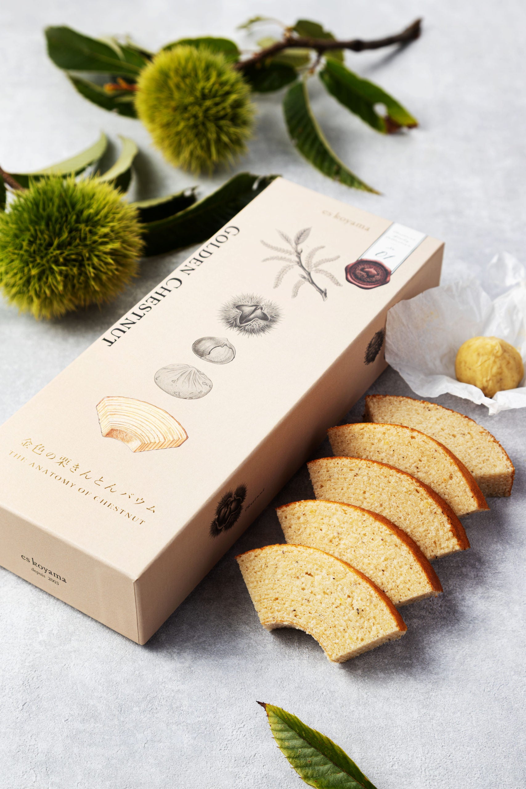 名古屋タカシマヤ限定「金色の栗きんとんバウム」9月16日発売、5個入1,998円 名古屋タカシマヤ限定「金色の栗きんとんバウム」9月16日発売、5個入1,998円