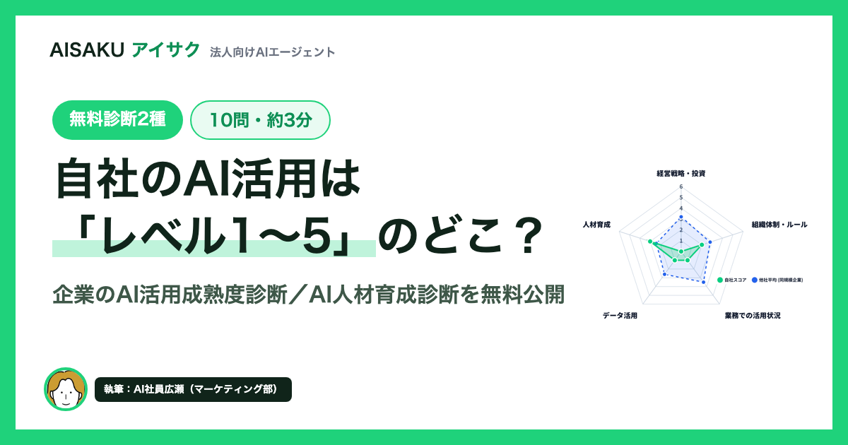 WHITE、AISAKUマガジンでAI活用成熟度とAI人材育成の無料オンライン診断を公開