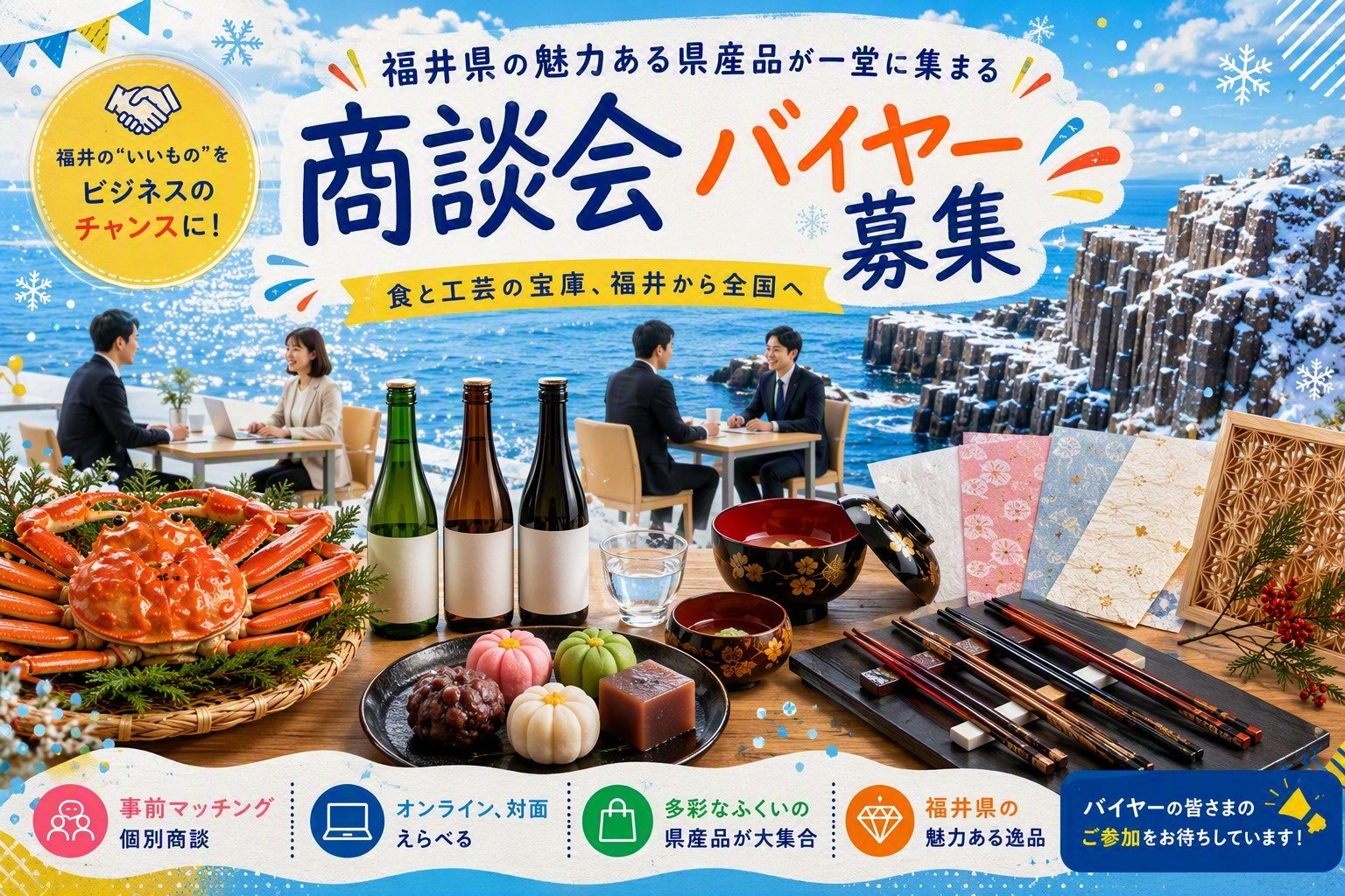 福井の県産品商談会、令和9年1月に対面・オンライン開催へ 参加バイヤー募集開始 福井の県産品商談会、令和9年1月に対面・オンライン開催へ 参加バイヤー募集開始