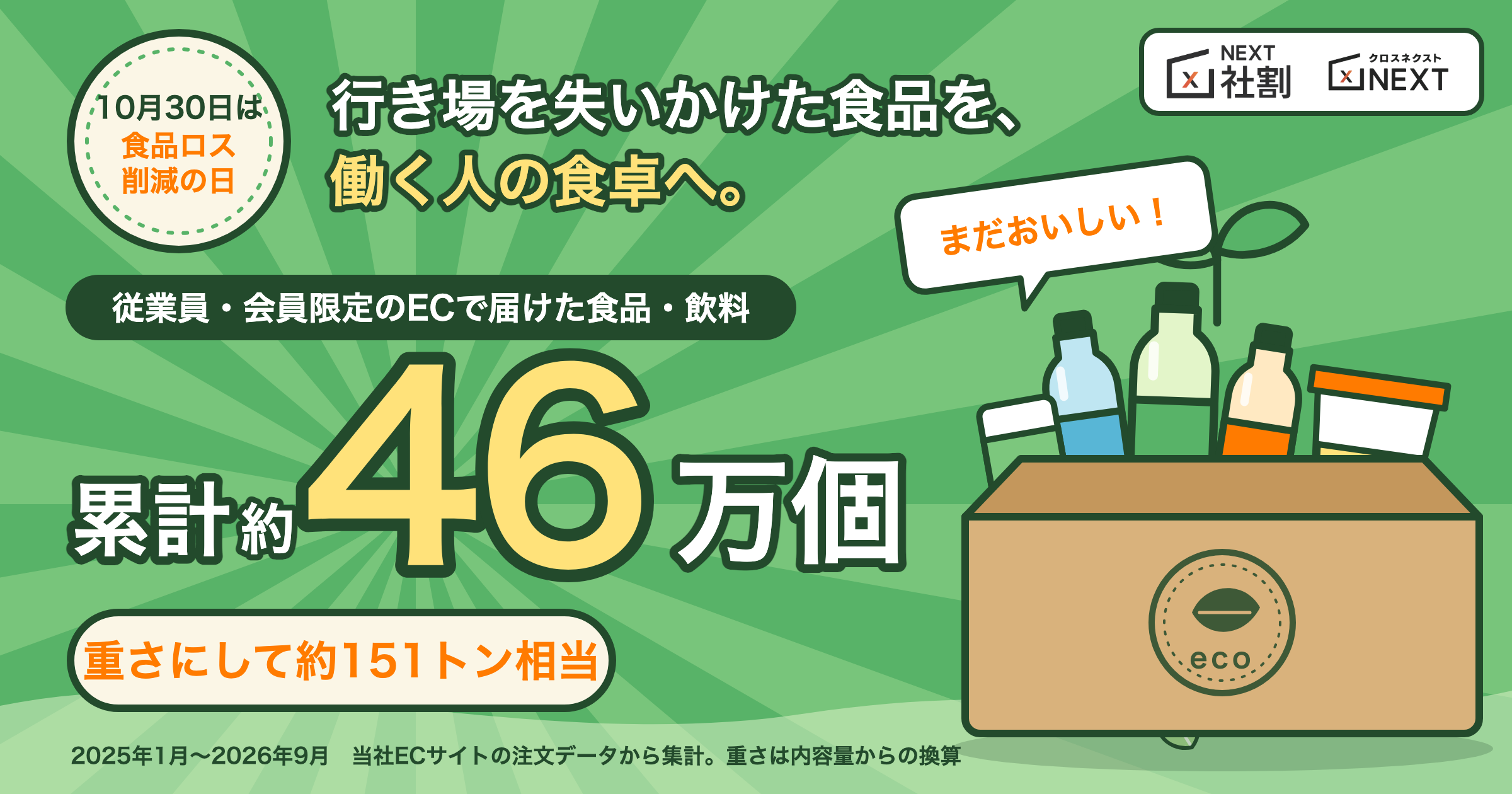 従業員限定EC「社割NEXT」、食品・飲料46万個を社割販売　最大90%OFF