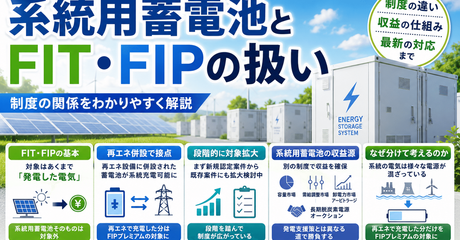 系統用蓄電池のFIT・FIP対象外と収益源を整理する無料ウェビナー、10月下旬に開催 系統用蓄電池のFIT・FIP対象外と収益源を整理する無料ウェビナー、10月下旬に開催