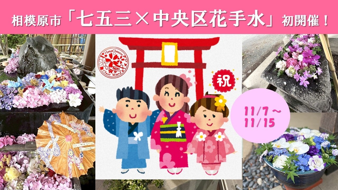 相模原市中央区、七五三シーズンに「花手水」9日間 神社とJR相模原駅を彩る 相模原市中央区、七五三シーズンに「花手水」9日間 神社とJR相模原駅を彩る